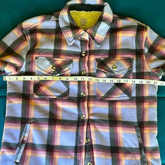 Sage Womens’ Plush Plaid Shirt Jacket Shacket - Picture 7 of 8